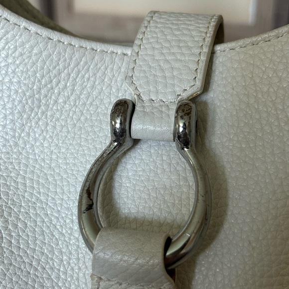 Large Leather Handbag White and Tan - Picture 4 of 6